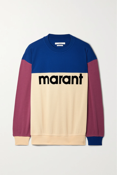 유럽직배송 이자벨마랑에뚜왈 스웻셔츠 ISABEL MARANT ÉTOILE Aftonia flocked color-block cotton-piqué sweatshirt 24665545640594981