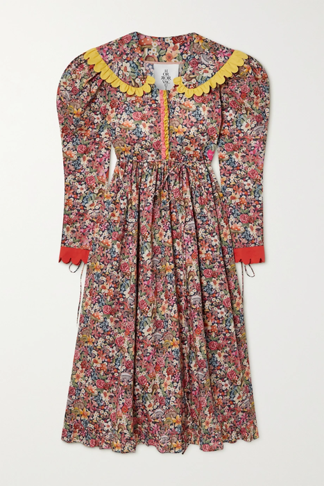 유럽직배송 HORROR VACUI Bonnie scalloped floral-print cotton-poplin midi dress 31840166392252343