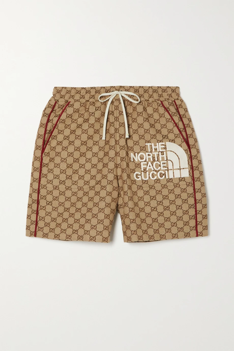 유럽직배송 구찌 GUCCI + The North Face embroidered cotton-blend canvas-jacquard shorts 29419655932642782