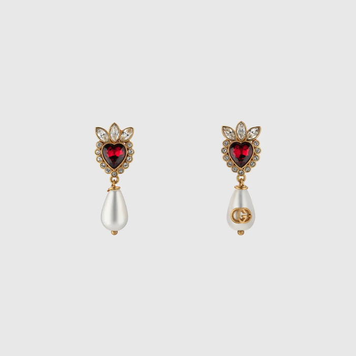 유럽직배송 구찌 GUCCI Gucci Crystal heart earrings 661376I63258096