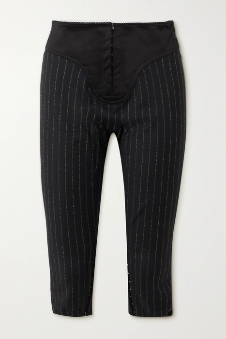 유럽직배송 아크네스튜디오 레깅스 ACNE STUDIOS Satin-trimmed pinstriped herringbone wool-blend leggings 24772899113131689