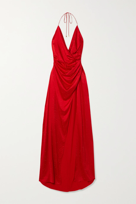 유럽직배송 레트로페테 RETROFÊTE Ceres wrap-effect embellished silk-blend satin gown 24772899113099870