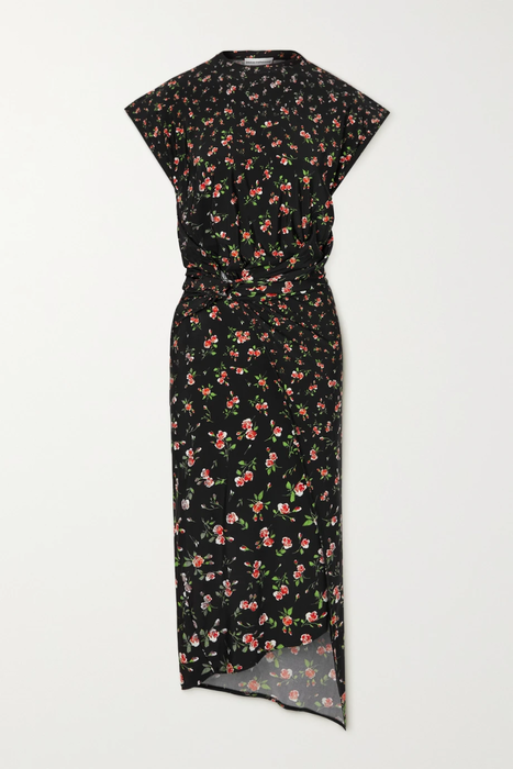유럽직배송 파코라반 PACO RABANNE Asymmetric gathered floral-print stretch-jersey midi dress 11452292646926781