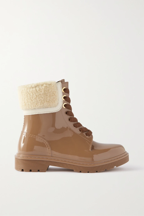 유럽직배송 씨바이 끌로에 레인부츠 SEE BY CHLOÉ Florrie shearling-trimmed glossed-rubber rain boots 24062987016821701