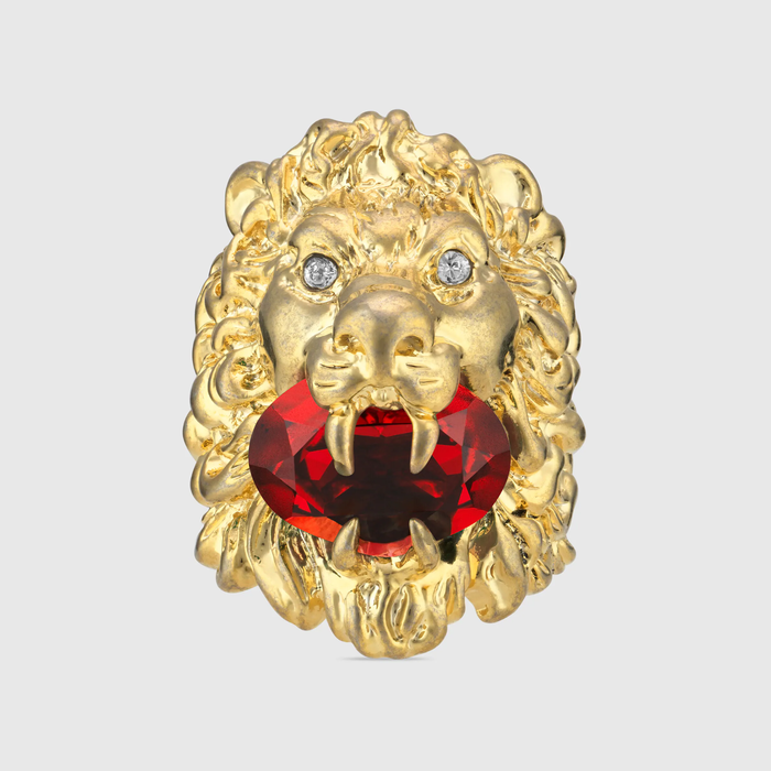 유럽직배송 구찌 GUCCI Gucci Lion head ring with crystal 675305I66588489