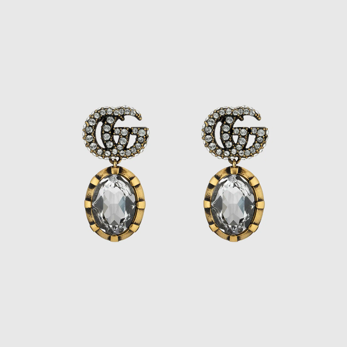 유럽직배송 구찌 GUCCI Gucci Double G earrings with crystals 629659J1D508066