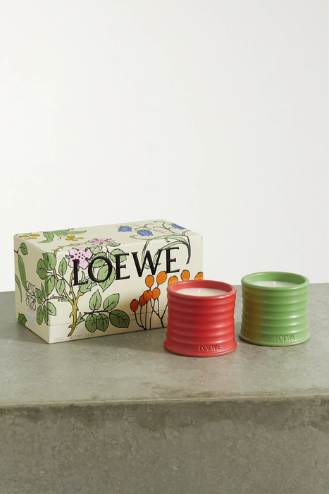 유럽직배송 LOEWE HOME SCENTS Set of two small scented candles - Tomato Leaves and Luscious Pea , 2 x 170g 29419655931602465