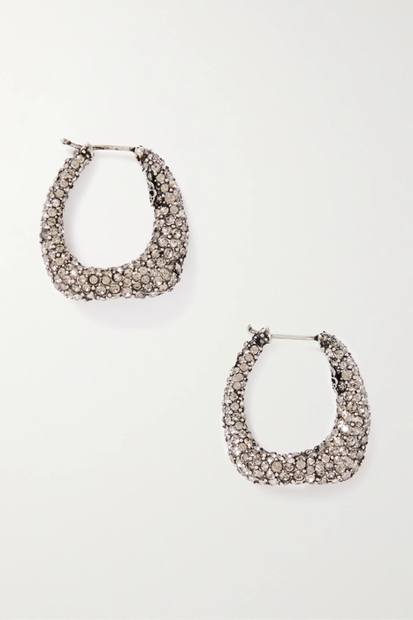 유럽직배송 알렉산더맥퀸 귀걸이 ALEXANDER MCQUEEN Silver-tone Swarovski crystal hoop earrings 25185454456123639