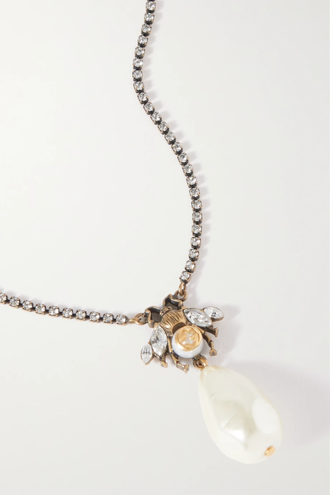 유럽직배송 구찌 목걸이 GUCCI Gold-tone, crystal and faux pearl necklace 30629810019799690