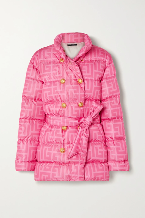 유럽직배송 발망 다운자켓 BALMAIN + Barbie belted quilted printed shell down jacket 22250442026117080