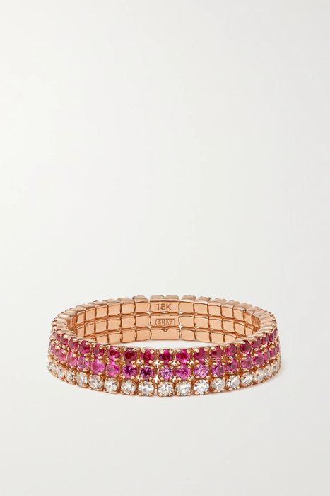 유럽직배송 SHAY Set of three 18-karat rose gold diamond, sapphire and ruby rings 25185454457010284