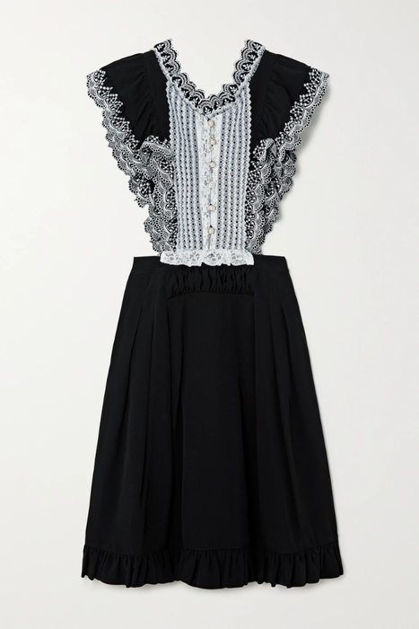 유럽직배송 파코라반 PACO RABANNE Lace-trimmed embroidered crepe dress 11452292646926875