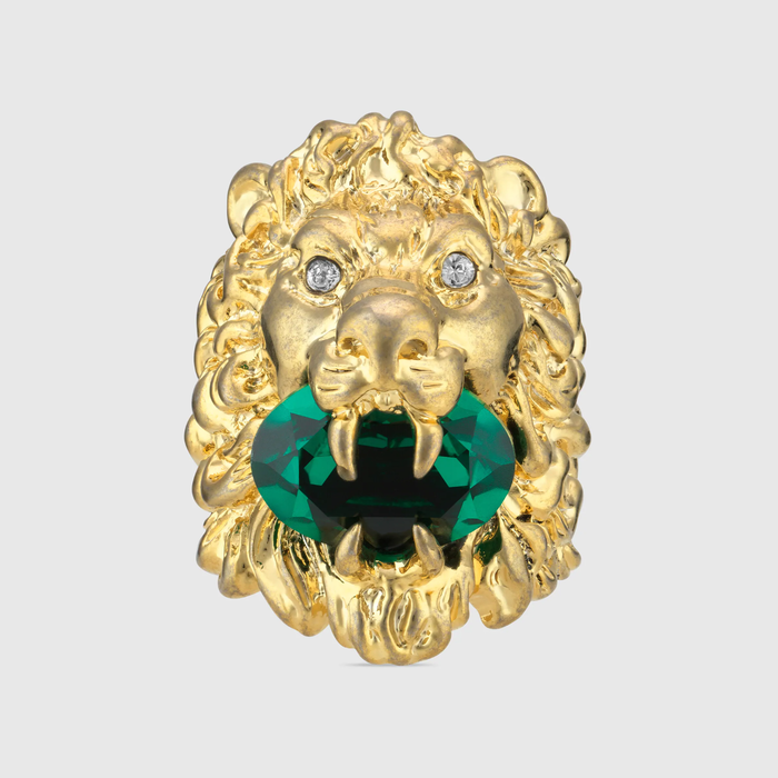 유럽직배송 구찌 GUCCI Gucci Lion head ring with crystal 675305I66588520