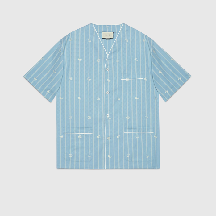 유럽직배송 구찌 GUCCI Gucci Double G stripe cotton oversize shirt 618919ZAEQH4234