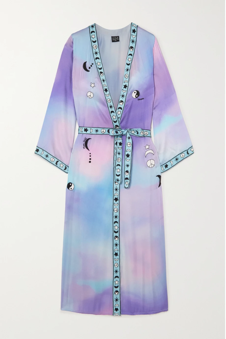 유럽직배송 LESLIE AMON Moon Child belted embroidered printed modal robe 27086482324418658
