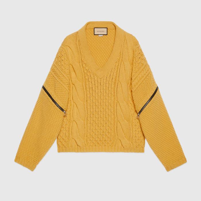 유럽직배송 구찌 GUCCI Gucci Cable knit jumper with detachable sleeves 673684XKB227325