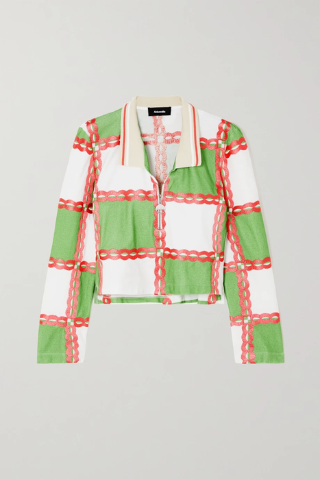 유럽직배송 AHLUWALIA Jade embroidered printed organic cotton-piqué polo top 25185454455700339