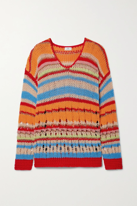 유럽직배송 에트로 스웨터 ETRO Metallic striped crochet-knit wool-blend sweater 25185454455902832
