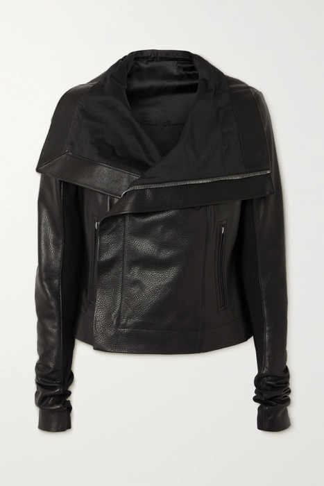 유럽직배송 릭오웬스 자켓 RICK OWENS Textured-leather, ribbed wool and cotton and silk-blend biker jacket 24772899113477175