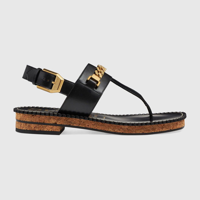 유럽직배송 구찌 GUCCI Gucci Women&#039;s thong sandal with chain 655558A3N001000