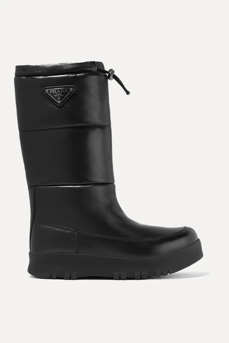 유럽직배송 프라다 PRADA Logo-appliquéd quilted leather snow boots 9679066509329979