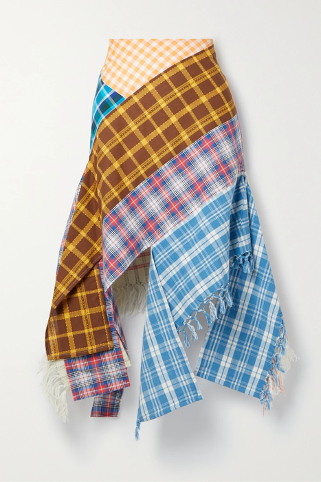 유럽직배송 레이브리뷰 스커트 RAVE REVIEW Ayla asymmetric tasseled patchwork checked cotton skirt 36856120585160933