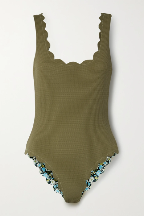 유럽직배송 MARYSIA Palm Springs reversible scalloped floral-print stretch-crepe swimsuit 27086482324435003