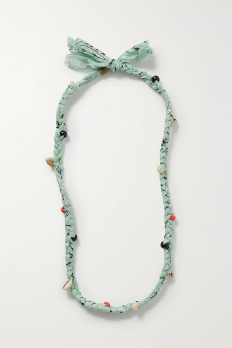 유럽직배송 알라누이 목걸이 ALANUI Braided printed cotton-voile, shell and bead necklace 32027475399355256