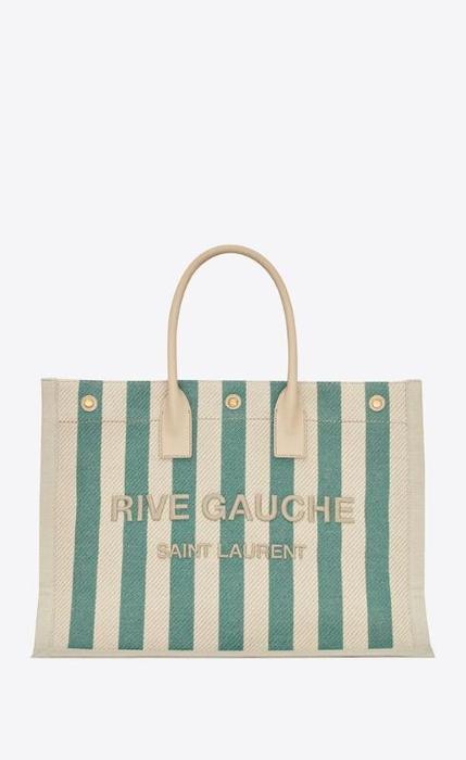 유럽직배송 입생로랑 리브 고쉬 토트백 SAINT LAURENT rive gauche tote bag in striped canvas and smooth leather 499290FAAD51680
