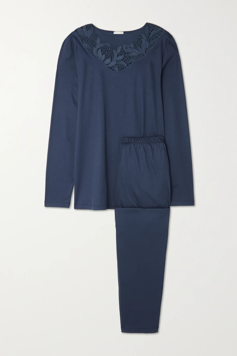 유럽직배송 한로 HANRO + NET SUSTAIN Felice embroidered mercerized cotton pajama set 29419655932403389
