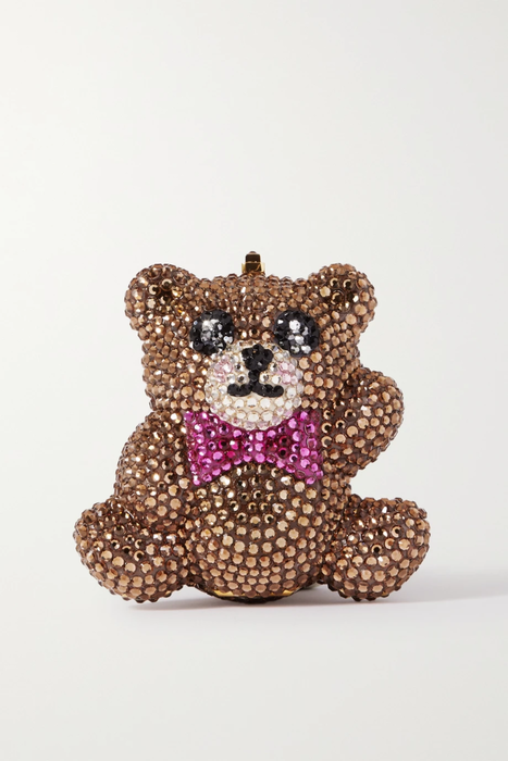 유럽직배송 JUDITH LEIBER COUTURE Teddy Bear mini crystal-embellished gold-tone clutch 20346390236326147
