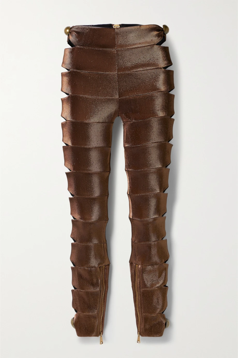 유럽직배송 아레아 레깅스 AREA Embellished cutout metallic stretch-twill leggings 24772899113266010