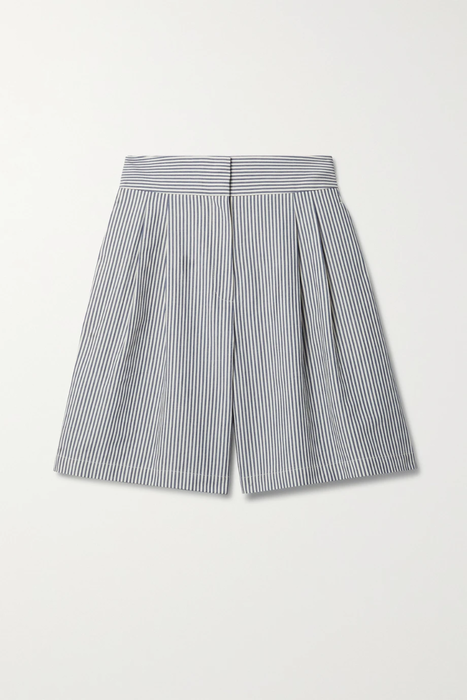 유럽직배송 라파예트 LAFAYETTE 148 Leroy pleated striped cotton-blend twill shorts 34344356236785886