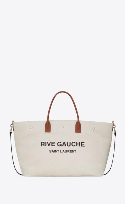 유럽직배송 입생로랑 SAINT LAURENT rive gauche maxi shopping bag in printed canvas and smooth leather 685543FAAEF9046