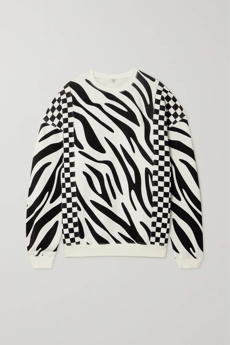 유럽직배송 알13 R13 Oversized zebra-print cotton-jersey sweatshirt 32027475399751196