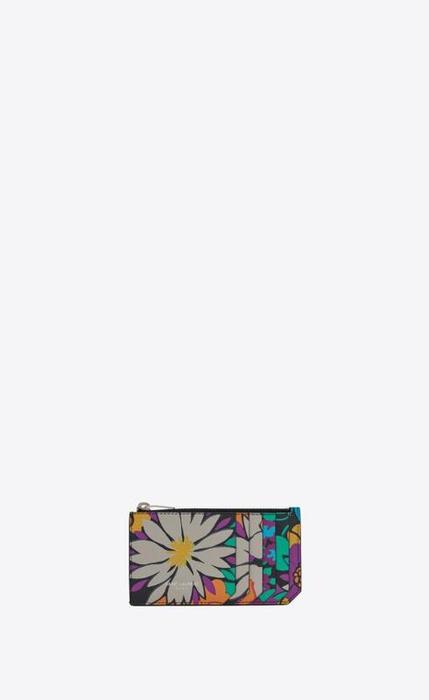 유럽직배송 입생로랑 카드케이스 SAINT LAURENT fragments zipped card case in multicolor flower-print leather 631992AAAKO1077