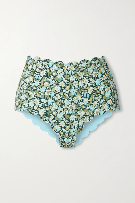유럽직배송 MARYSIA Santa Monica scalloped floral-print stretch-crepe bikini briefs 27086482324435029