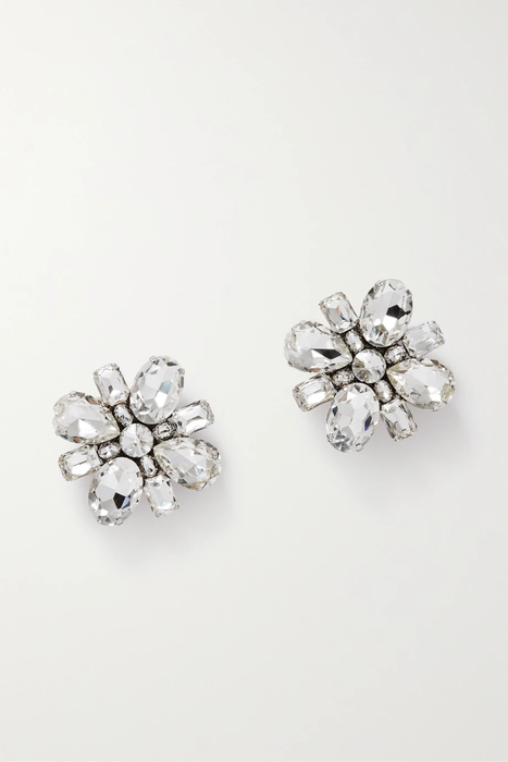 유럽직배송 알렉산드라리치 ALESSANDRA RICH Silver-tone crystal clip earrings 33258524072686144