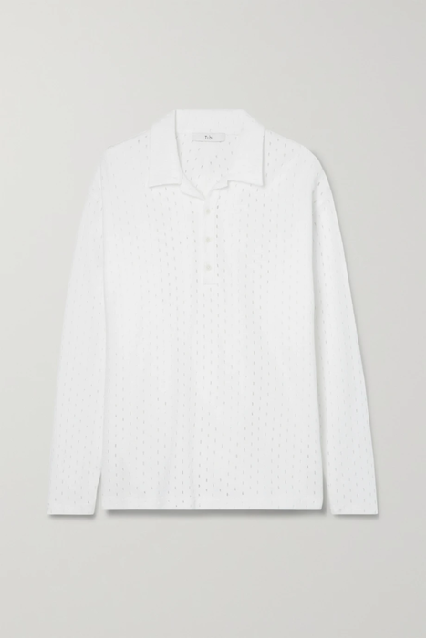 유럽직배송 티비 TIBI Hensley pointelle-knit cotton-blend polo shirt 32027475399491453