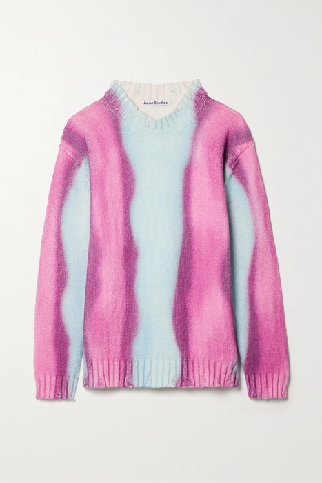 유럽직배송 아크네스튜디오 스웨터 ACNE STUDIOS Distressed striped cotton sweater 24772899113141908