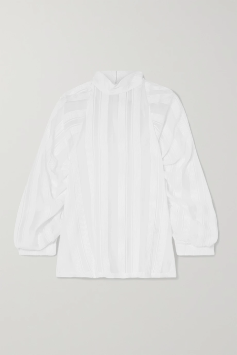 유럽직배송 KING &amp; TUCKFIELD Ruched striped cotton and silk-blend jacquard blouse 28941591747060794