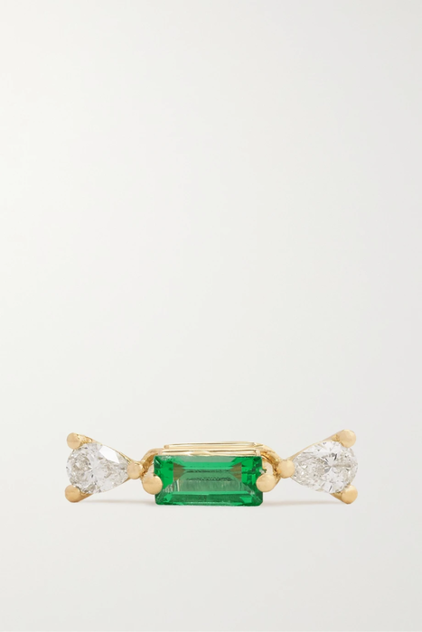 유럽직배송 델피나델레트레즈 귀걸이 DELFINA DELETTREZ 18-karat gold, diamond and emerald single earring 34344356236832154