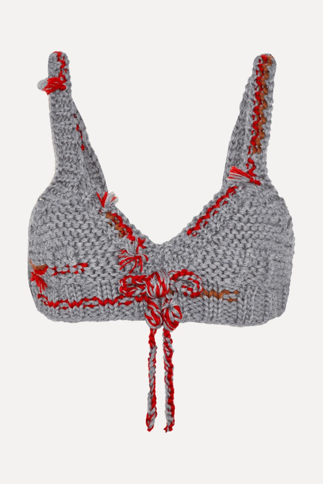 유럽직배송 프라다 PRADA Bow-embellished wool bra top 210639741143