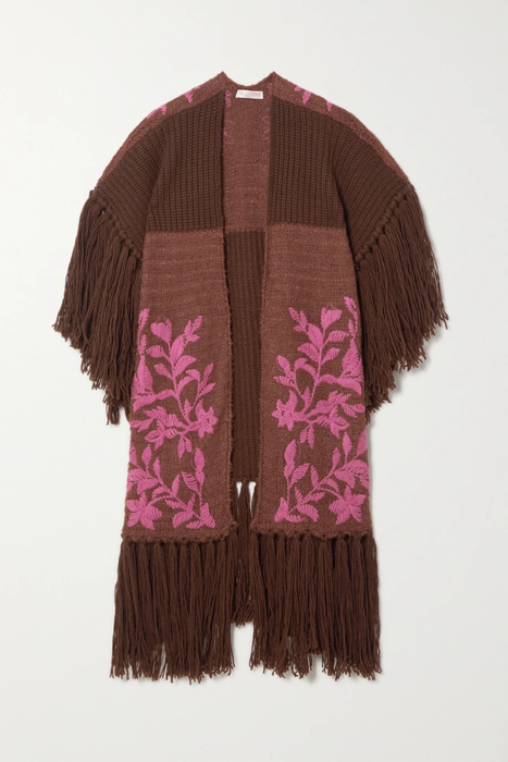 유럽직배송 발렌티노 VALENTINO Fringed embroidered wool and silk-blend wrap 24665545640615650