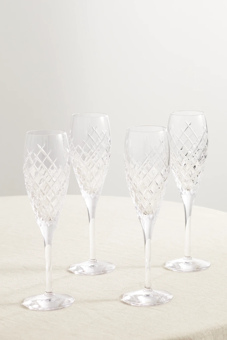 유럽직배송 SOHO HOME Barwell set of four cut crystal champagne flutes 24062987016546852