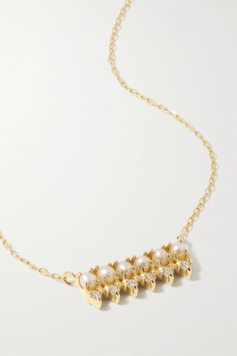 유럽직배송 마테오 목걸이 MATEO The Little Things 14-karat gold, diamond and pearl necklace 34344356237475463