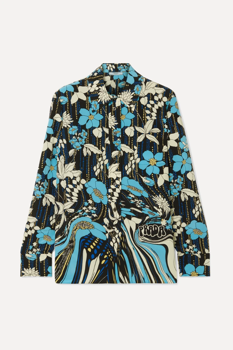 유럽직배송 프라다 PRADA Floral-print silk crepe de chine blouse 26191867425260726