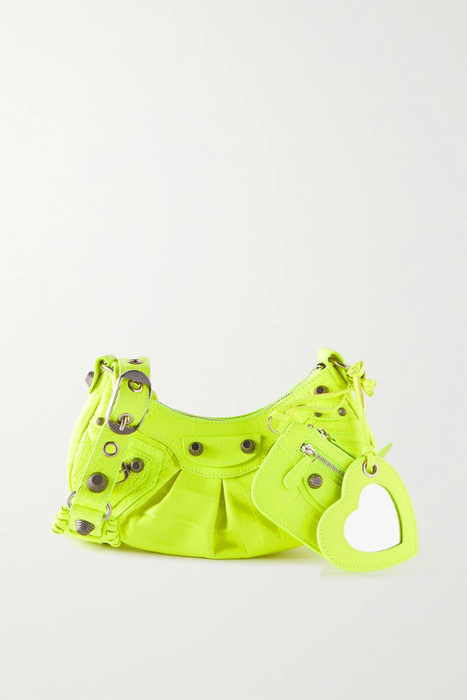 유럽직배송 발렌시아가 BALENCIAGA Le Cagole XS studded neon croc-effect leather shoulder bag 38063312418856911