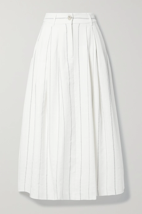 유럽직배송 마라호프만 스커트 MARA HOFFMAN Tulay pleated striped organic cotton and linen-blend midi skirt 24772899113571874