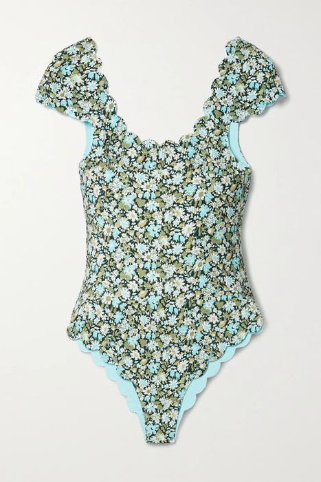 유럽직배송 MARYSIA Mexico reversible scalloped floral-print stretch-crepe swimsuit 27086482324435010